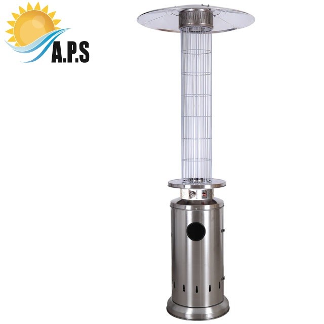 China Round Flame Gas Patio Heater Round Gas Flame Patio Heater Glass Tube Patio Flame Heater 13KW Tube Outdoor Heater wholesale