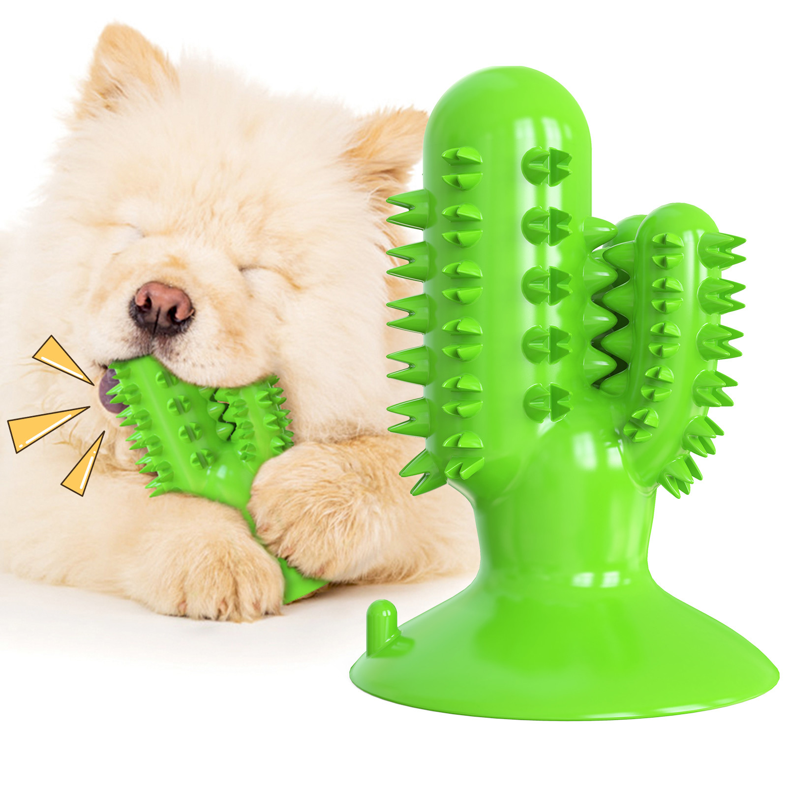 China Cactus Dog Teeth Cleaning Chew Toy Squeaky Rubber Relieve Anxiety TPR OEM wholesale