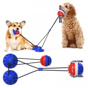 China Double Suction Cup Squeaky Interactive Pet Toys Dog Teeth Cleaning Ball TPR ODM wholesale