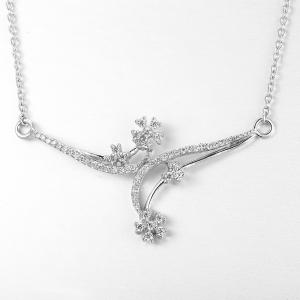 China Symmetrical Twin Flower 925 Sterling Silver Necklaces 4.98g St Christopher Pendant wholesale