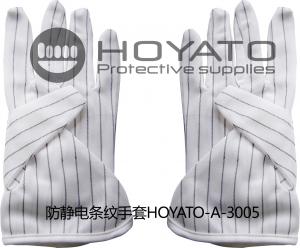 China ESD Anti Static Gloves White Two Sided Striated Gloves For PCB Board Manufacturing wholesale