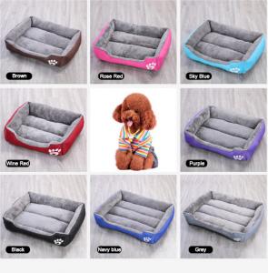 China 28 Inch Machine Washed Pet Calming Beds Soft Luxury Square Plush Dog Sofa wholesale