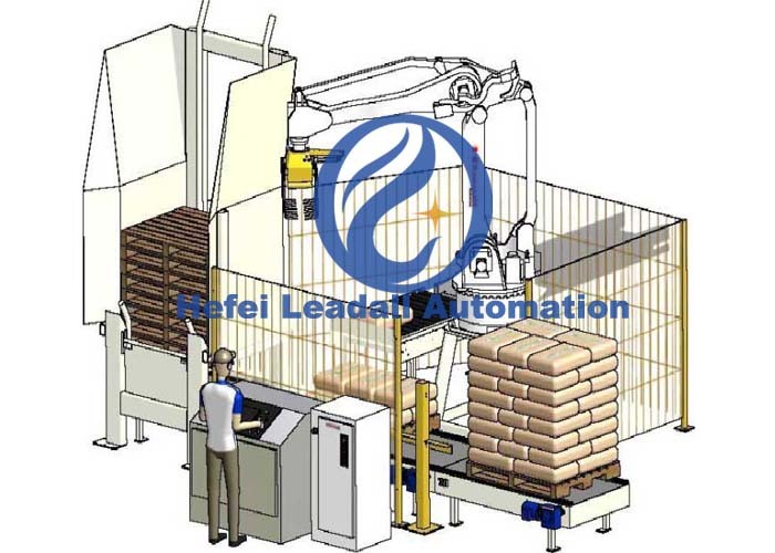 China Steel Automatic Bag Palletizer / Robotic Bag Palletizer Convenient Maintenance wholesale