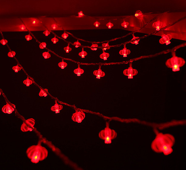 China 10/20/40/80LED Chinese Red Lanterns Solar String Lights Outdoor Lighting Festival Party Home Illumination wholesale