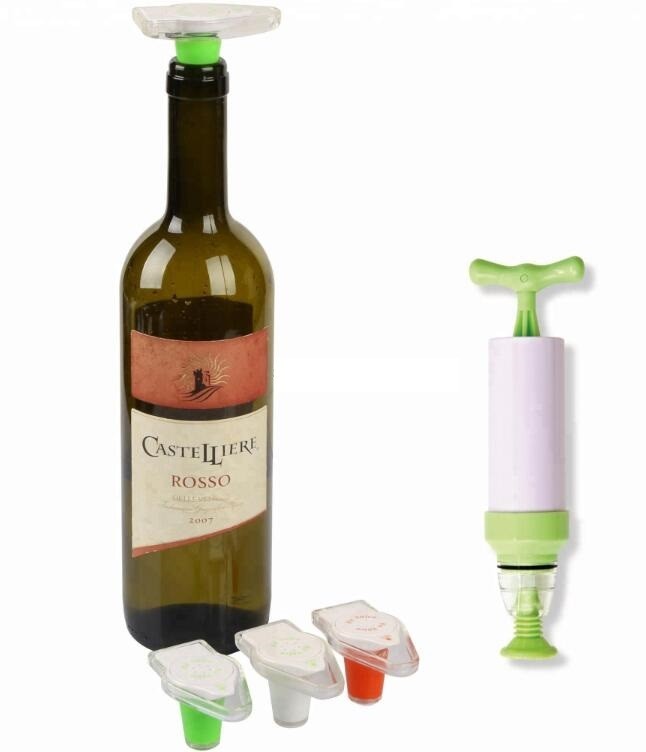 China Wine Bottle Vacuum Saver Sealer Preserver Pump Cap Stopper, Wooden Head Plastic Rubber Silicone Vacuum Pump Sealer Wine wholesale