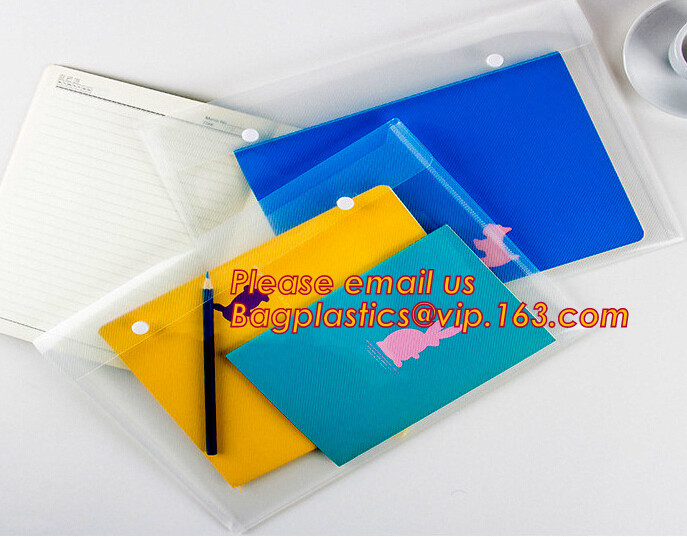 China OEM Office stationery filing supplies plastic document pp envelope carrying file folder bag with button closure wholesale