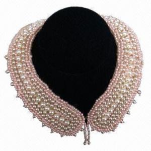 China Imitation Jewelry Pearl Beaded Collar/Beaded Mesh Trim Necklace, Used as Women's Garment wholesale