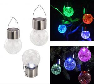 China Solar Energy Powered LED Colorful Crack Pin Glass Balls Lights,LED Garden Night Lamps wholesale