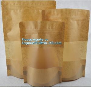 China Square Bottom Gusseted Resealable Kraft Paper Stand Up Pouch Rice Packaging Bag With Zipper And Window BAGEASE PACKAGE wholesale
