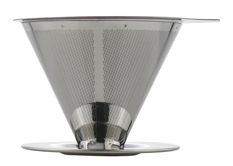 Stainless Pour Over Coffee Dripper Reusable Manual Drip Brewer With Cone Filter
