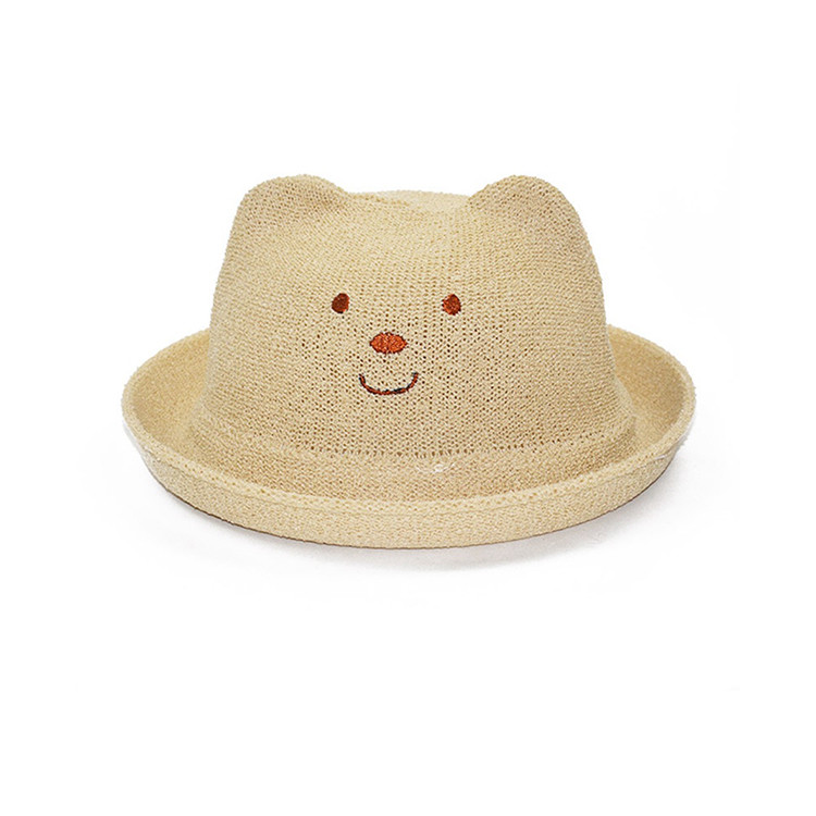 China Korean Version Baby Cat Ears Hat , Kids Summer Hats Straw Material wholesale