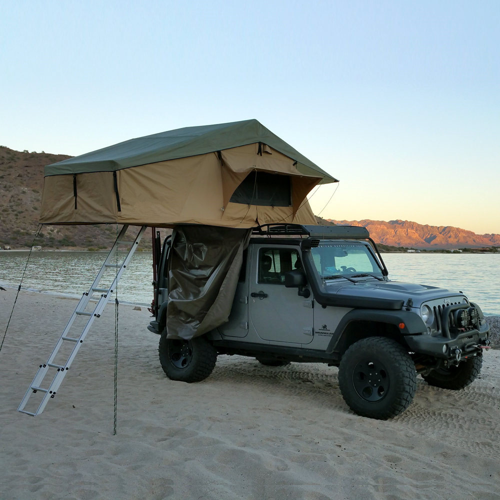 China PU Coated 4x4 Off Road Roof Top Tent With 2M Extendable Aluminum Ladder wholesale