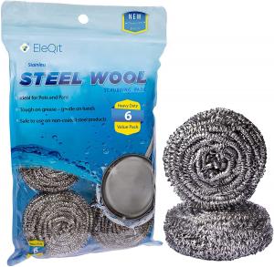 China Juego de 6 esponjas de lana de acero inoxidable para eliminar suciedad, grasa, aceite o manchas de platos, ollas, fogone wholesale