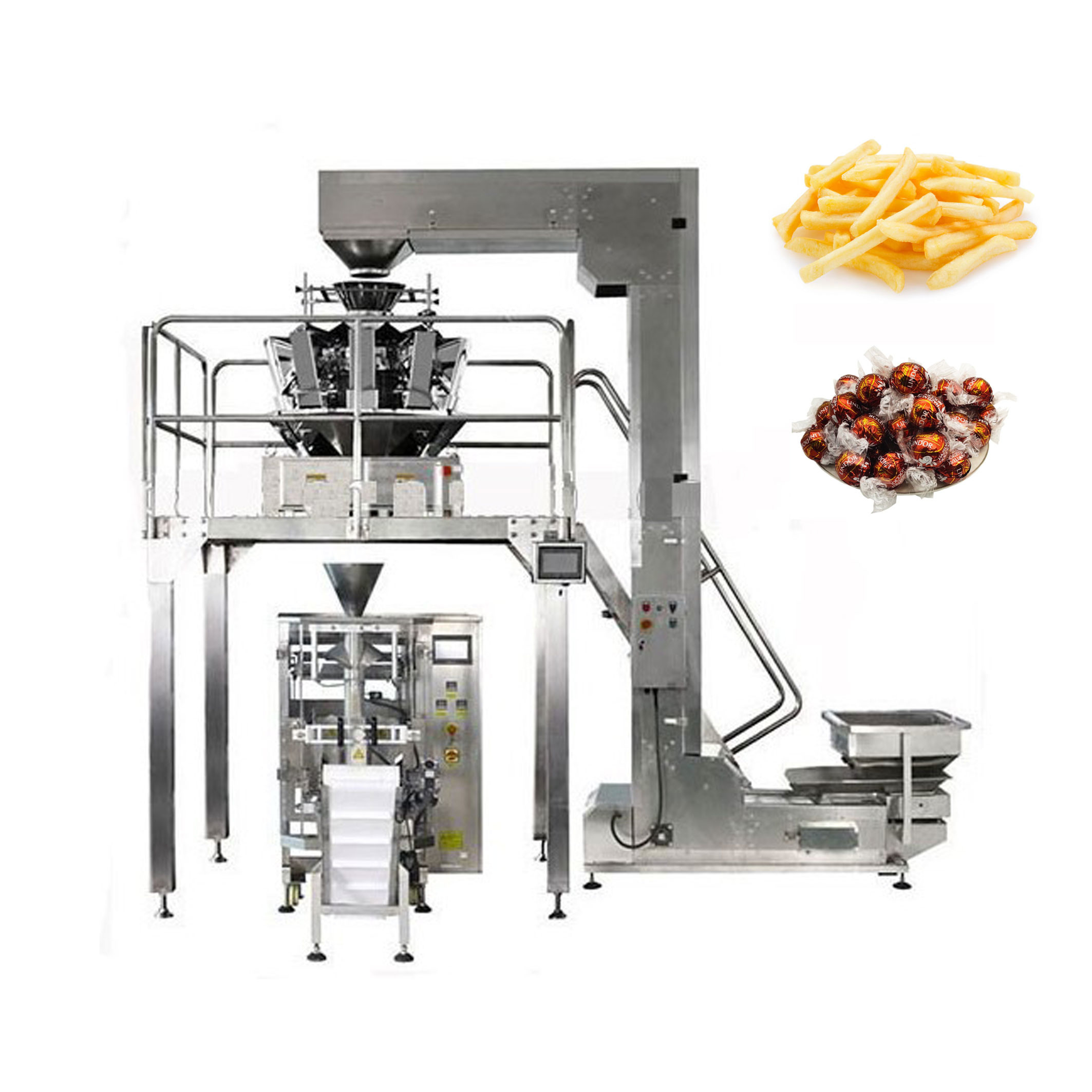 China 304SS Potato Chips Pillow Bag Vertical Packing Machine With Multihead Weigher wholesale