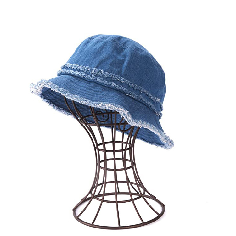 China Casual Denim Fabric Fisherman Bucket Hat For Coastal Beach wholesale