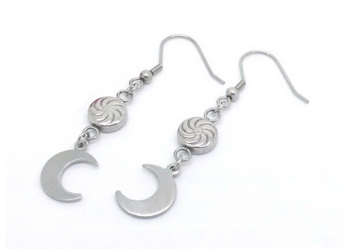 China Sun And New Moon Style Stainless Steel Dangle Earrings For Young Girl's Daily Decoration wholesale
