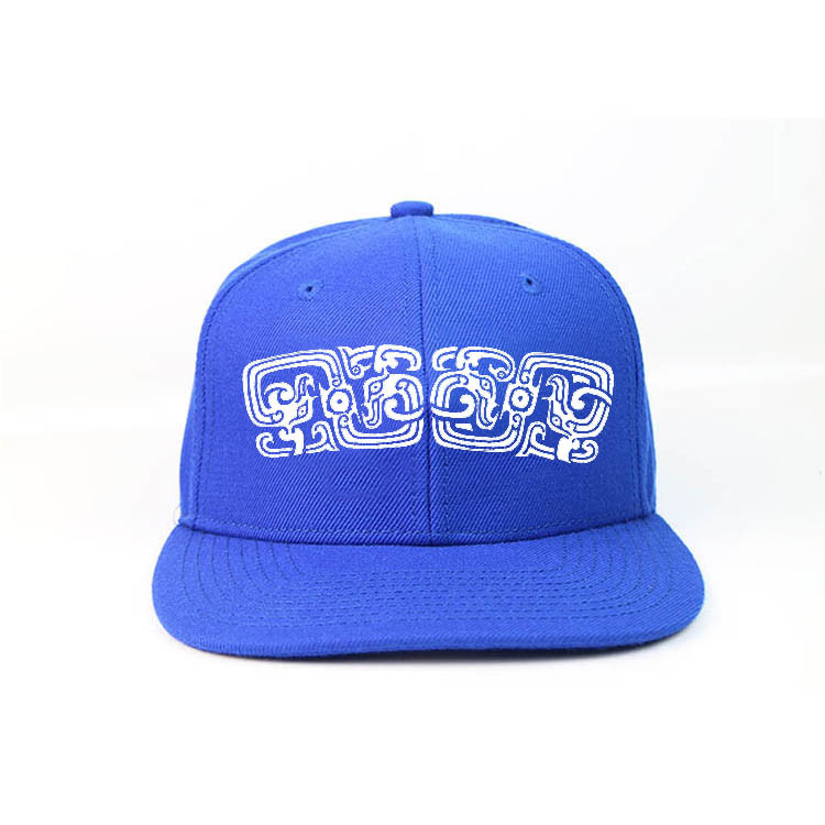 China hot sale blue custom printing letters High Crown snapback hats for small MOQ wholesale