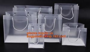 China plastic clear heat seal square bottom pp bag with plastic handle,gift bag transparent shopping handle bag bagease pac wholesale