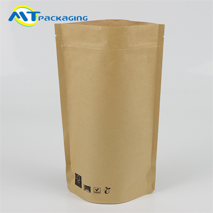 China Light Weight Kraft Zipper Pouch Gusset Bags , Biodegradable Stand Up Pouches wholesale