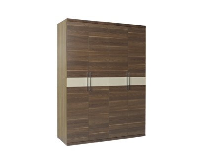 China Walnut color Wardrobe armoires in four open doors and shelves for residence home Whole project furniture wholesale