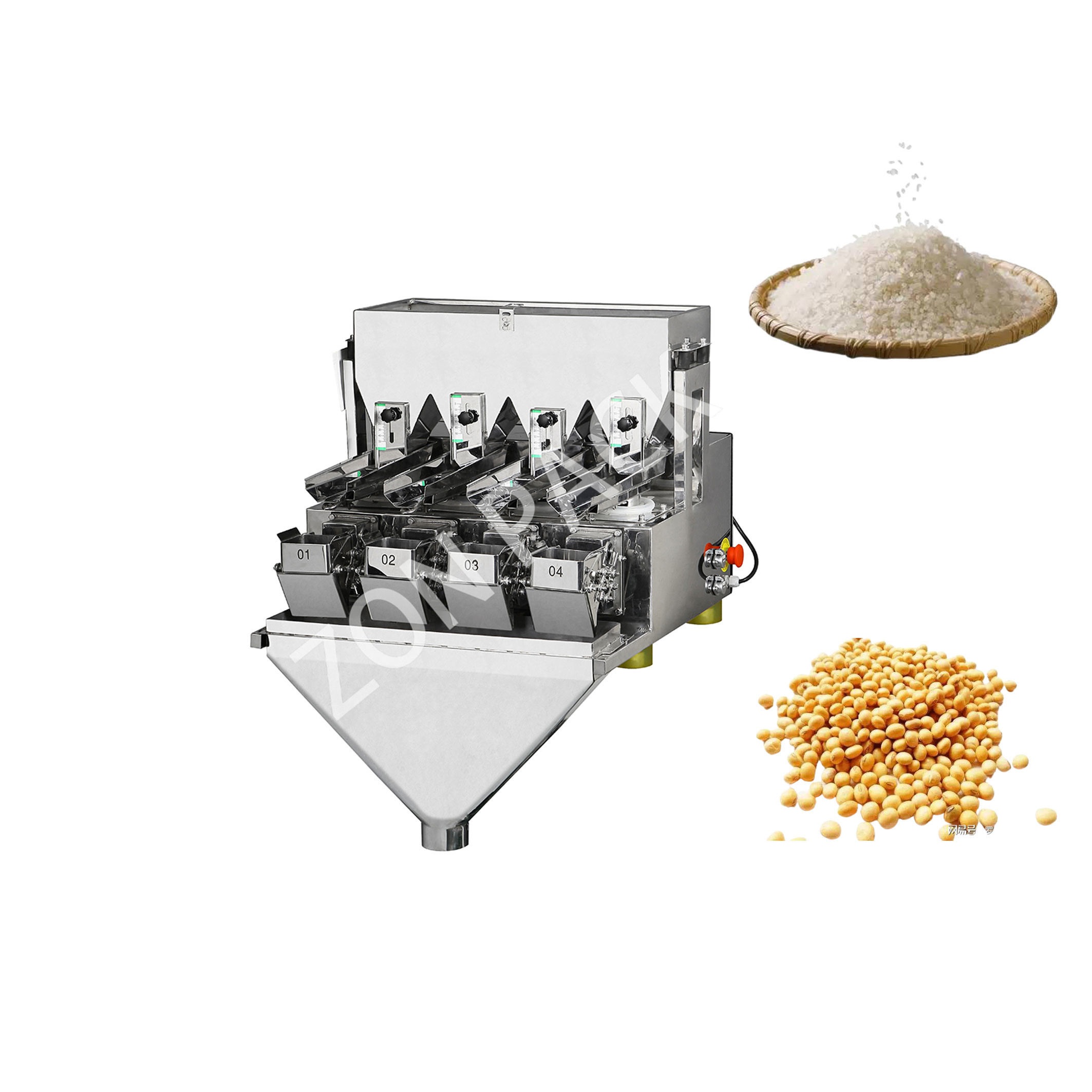 China 4 Head Linear Weigher 300g 500g 1000g 2000g Weighing For Rice Bean wholesale