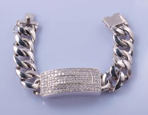 China 75g Long Distance Relationship Gifts Bracelets 18cm 12mm Cuban Link Bracelet Silver wholesale