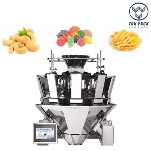 China Automatic Cashew Nut Candy Chips 10  / 14 Heads Weigher For Snack Food wholesale