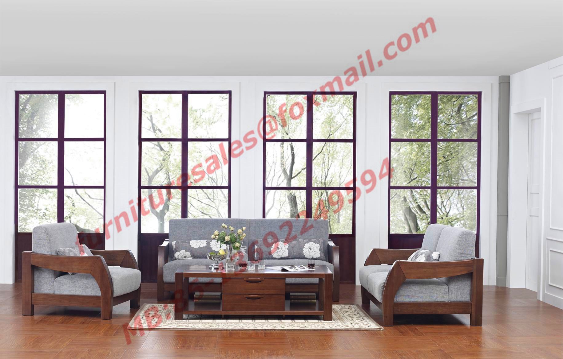 China Solid Wood Sofa with Upholstery for Luxury Living Room Made in China wholesale