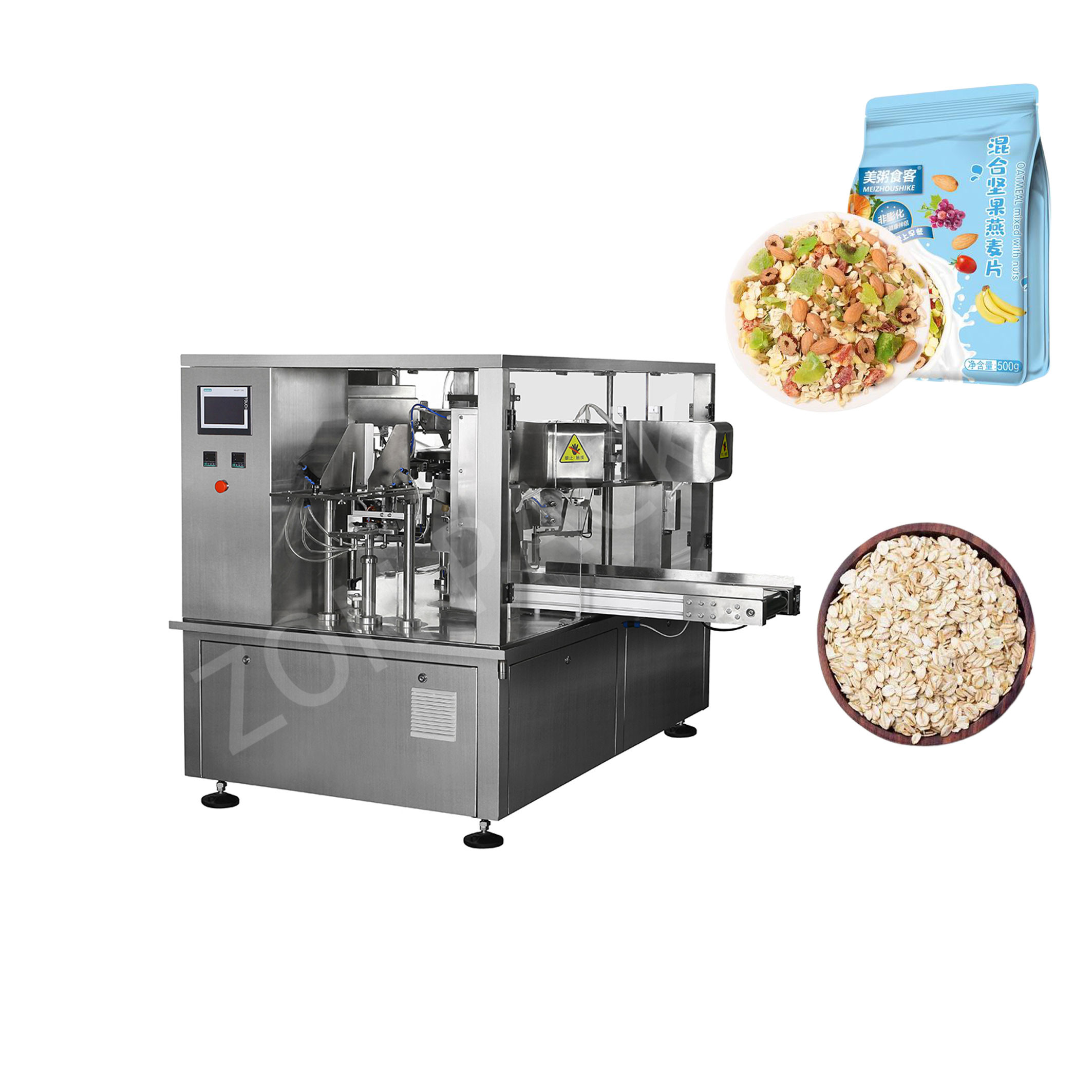 China CE Certification Flat Pouch Rotary Packing Machine for Oatmeal Cookies Snacks wholesale