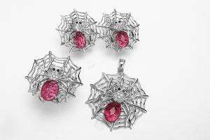 China Ruby Silver 925 Jewelry Set 14.26 Grams Sterling Silver Spider Pendant wholesale