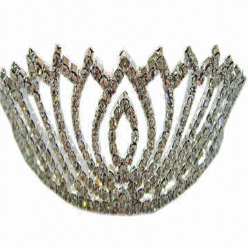China Bridal Headwear/Tiara/Crown Jewelry Set, Rhinestones Jewelry Crown Tiara, Ideal as Bridal Jewelry wholesale