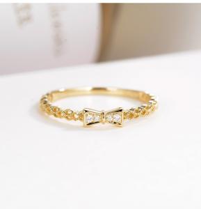 China bowknot 18K Gold Diamond Rings Moissanite Engagement  Rings For Her wholesale