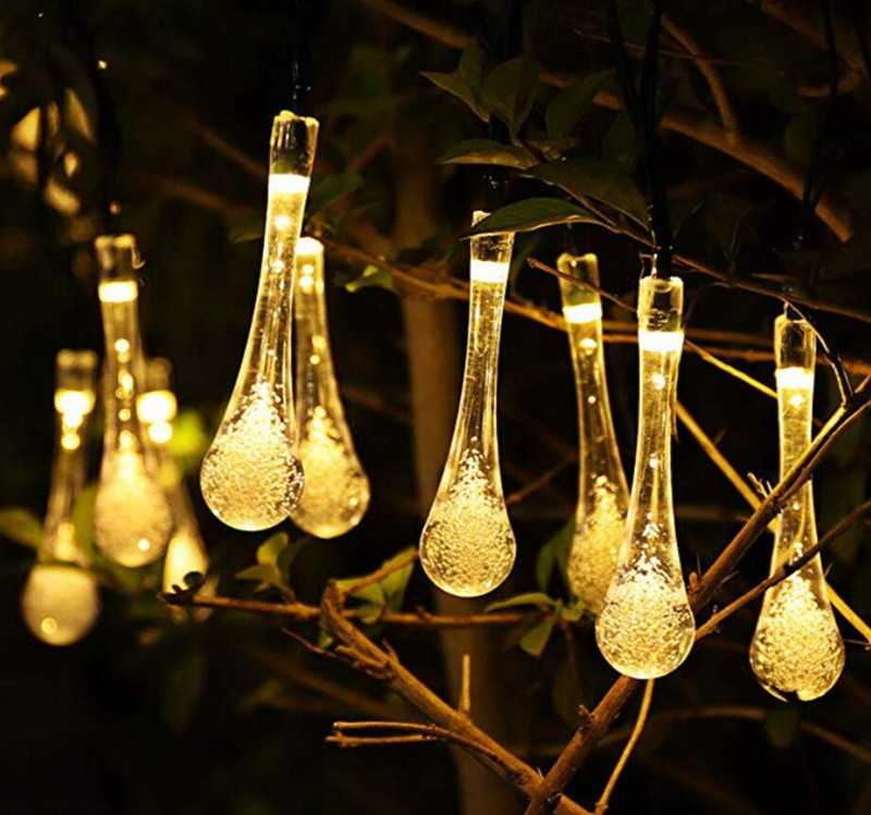 China 4.8M 20LED Water Droplets Solar Fairy Lights，Solar Powered LED String Garden Lights Outdoor wholesale