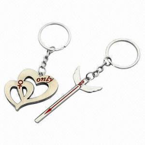 China Metal/Couple Keychain with Fancy Heart Design, for Valentine's Day Promotion Gifts wholesale