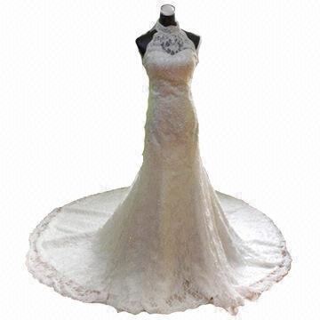 China Mesh and Satin Bridal Gown Wedding Dress, Hand Embroidery Sequins, Customized Designs are Accepted wholesale