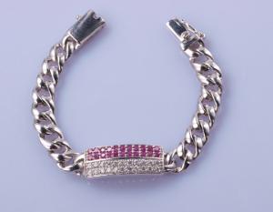 China 13.5cm 925 Silver CZ Bracelet AAA+Grade Cubic Zirconia Pinky White wholesale