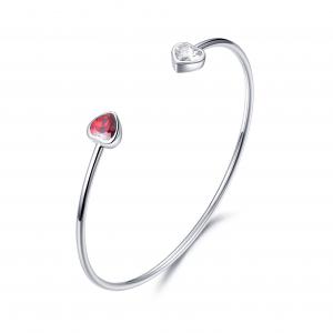 China 4.30g Personalised Sterling Silver Bangle For Ladies 6.0mm Red Heart wholesale