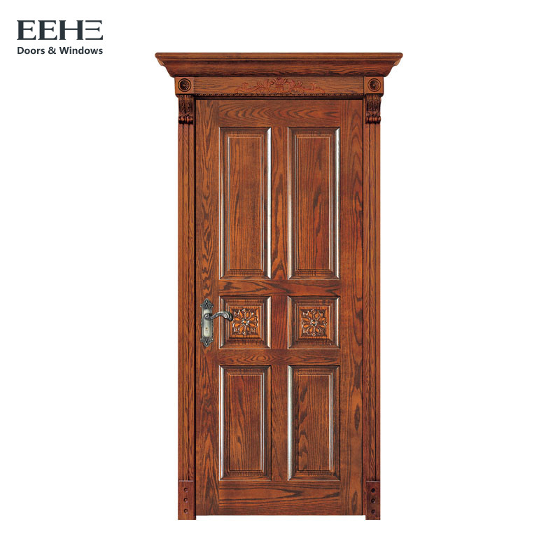 China Eco Varnish Solid Wood Bedroom Doors / 100% 6 Panel Wood Interior Doors wholesale