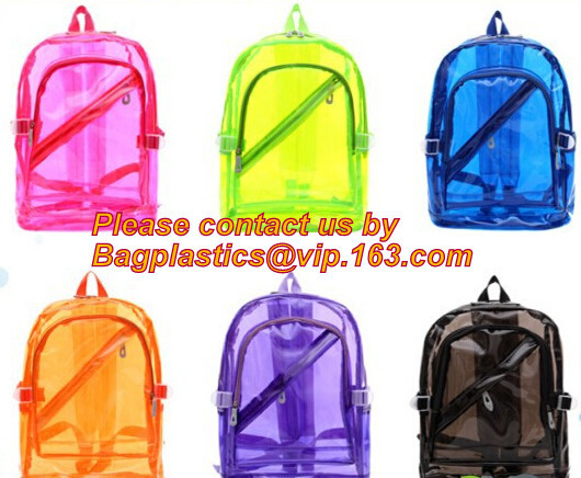 China Backpack Bag Casual Backpack For Women, outdoor clear pvc plastic backpack, school travel backpack with padded shoulder wholesale