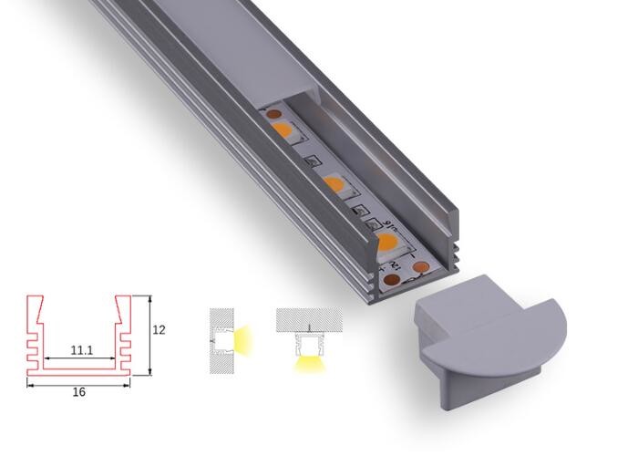 China 16mm Led Aluminum Profile C012 Anodized Extruded For Corner Led Lighting wholesale