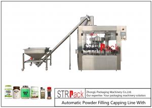 China Automatic Powder Filling Capping Line With Auger Dosing Filler For Bottles Jars wholesale