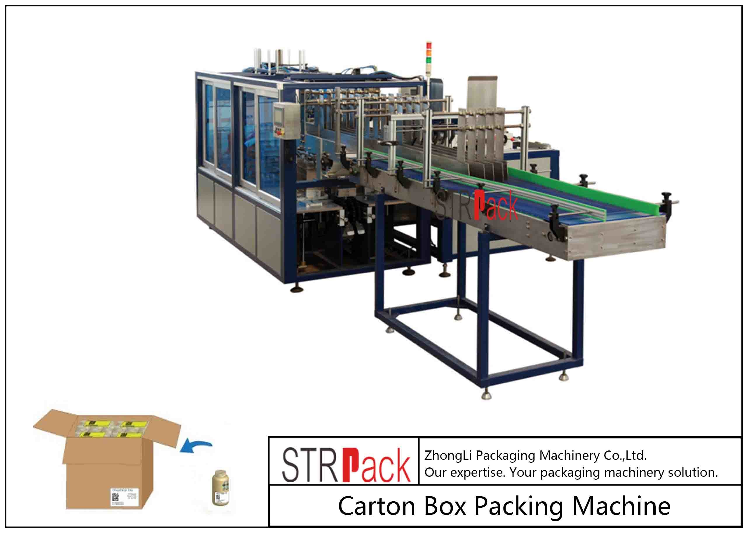 China Liquid Filling Line Carton Packing Machine For 250ML-2L Round Bottle Carton Packaging wholesale