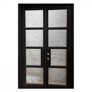 China ODM Patio Black Aluminium Frame Glass Door With Grids One Side Fixed Or Swing wholesale