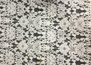 China White Swiss Cotton Embroidery Lace Fabric , Cotton Lace Trim For Party wholesale