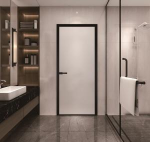 China Custom Narrow Frame Toilet Door With Frosted Glass Removable Aluminum Door wholesale