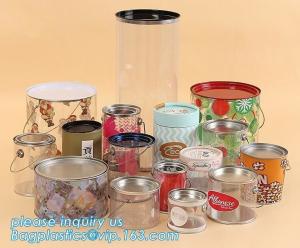 China OEM ODM Accepted 680ml Plastic PET Clear Round Can For Mint Storage,Clear 1 gallon PET paint can & lid with metal handle wholesale