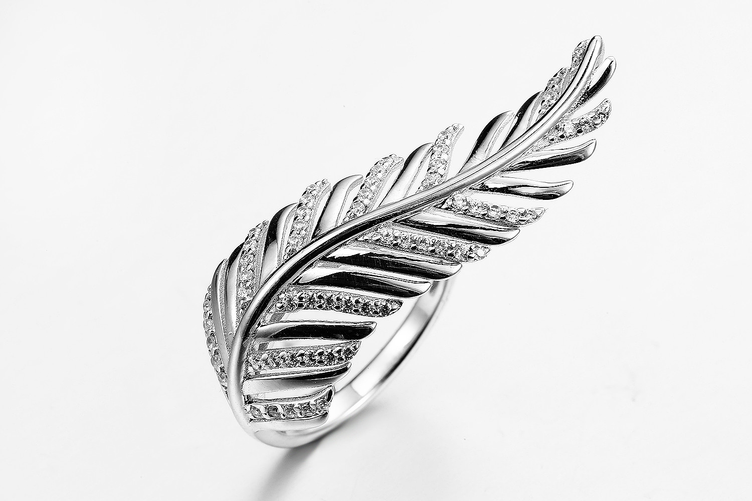 China Inregular Shape 925 Silver CZ Rings AAA Sterling Silver Angel Wing Ring wholesale