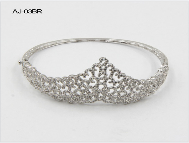 China CZ 925 Sterling Silver Bangles Bracelet Triangle Crown wholesale