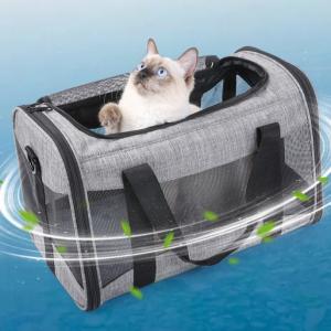 China Pet Handbag Light Foldable Soft Large Space Top Open Mesh Breathable 3 Doors Pad Mat Cat Shoulder Bag For Dogs wholesale