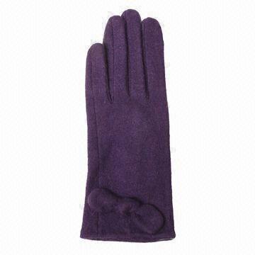 Buy cheap Wool Knitted Gloves, Comes in Purple from wholesalers